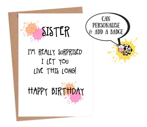 funny birthday card for sister